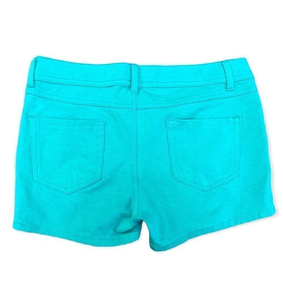 LOVE SWEET BRIGHT GREEN KNIT STRETCH SHORTS 5-POCKET DENIM STYLE JUNIOR SIZE M - Picture 4 of 9